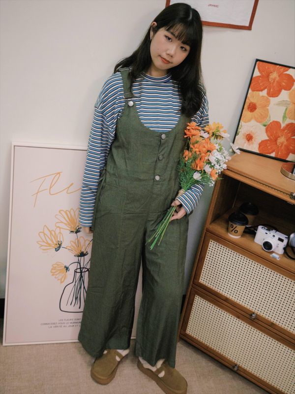 輕鬆自在抽腰背帶褲 