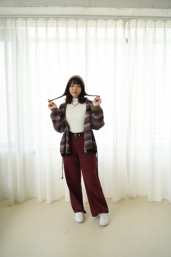 民族風綁帶條紋外套 民族風外套、綁帶外套、條紋針織外套、羊毛混紡外套、設計款針織、文青風外套、秋冬外套、民族風條紋、針織開襟外套、特色外套