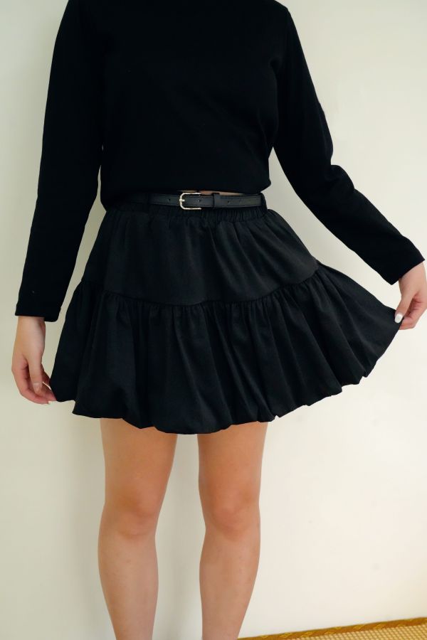 心動花苞系列 花苞裙, 安全褲裙, 黑灰白裙, 百搭裙, 日常裙, 女生裙款, 舒適裙, 內搭安全褲, 氣質裙, 甜美裙