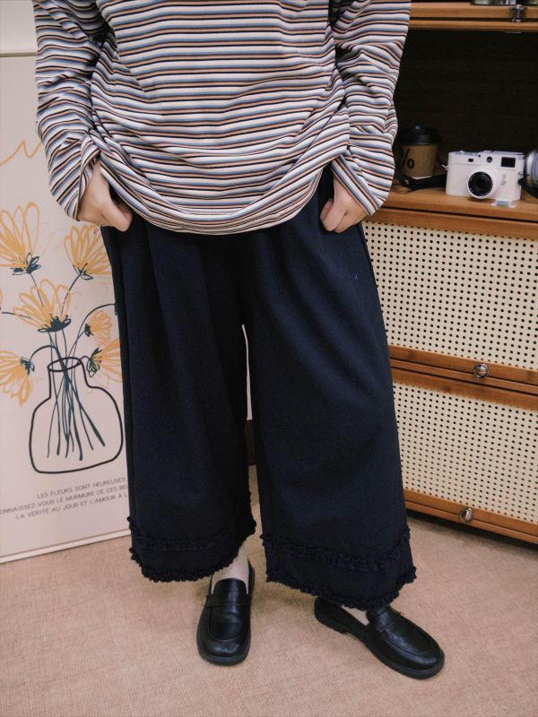 自在工時斜紋花邊褲 