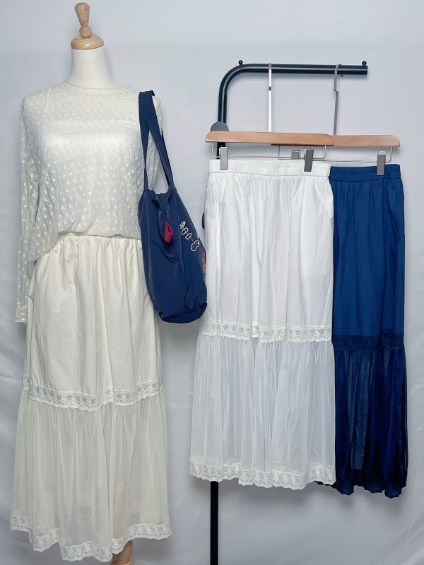 透紗繡花長裙 刺繡長裙、透紗裙子、氣質長裙、日系女裝、飄逸長裙推薦、夏季長裙子、約會穿搭女裝