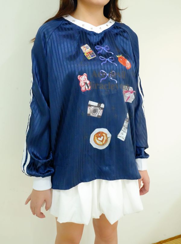 塗鴉玩家美式Ｖ領撞色T 撞色T, V領T恤, 塗鴉T, 美式T恤, 休閒T, 潮流T, 百搭T恤, 街頭風T, 舒適T恤, 男女通用T