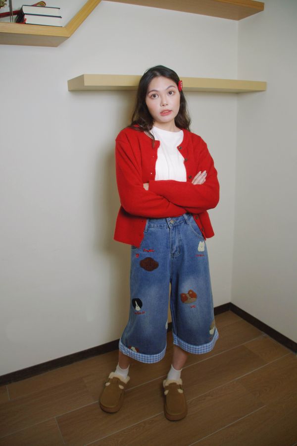 萌趣拼布七分褲 