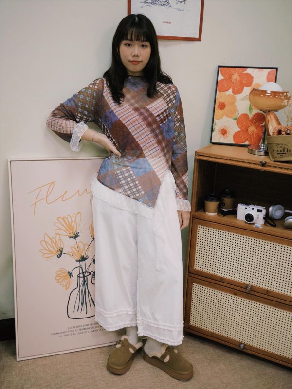 自在工時斜紋花邊褲 