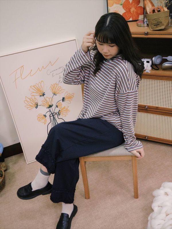 自在工時斜紋花邊褲 