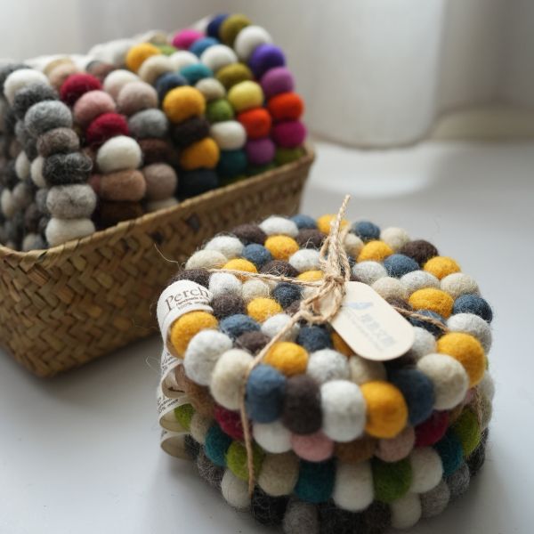 羊毛氈隔熱墊 | 經典圓球 羊毛氈, 手工羊毛氈, 羊毛氈製品, 紐西蘭羊毛,公平貿易商品,手作,禮物