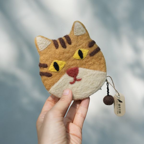 羊毛氈收納包 | 橘貓 零錢包, 羊毛氈收納, 手工羊毛氈, 羊毛氈製品, 紐西蘭羊毛,公平貿易商品,手作,禮物