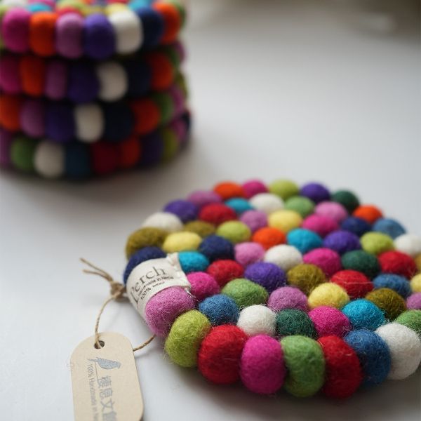 羊毛氈隔熱墊 | 經典圓球 羊毛氈, 手工羊毛氈, 羊毛氈製品, 紐西蘭羊毛,公平貿易商品,手作,禮物