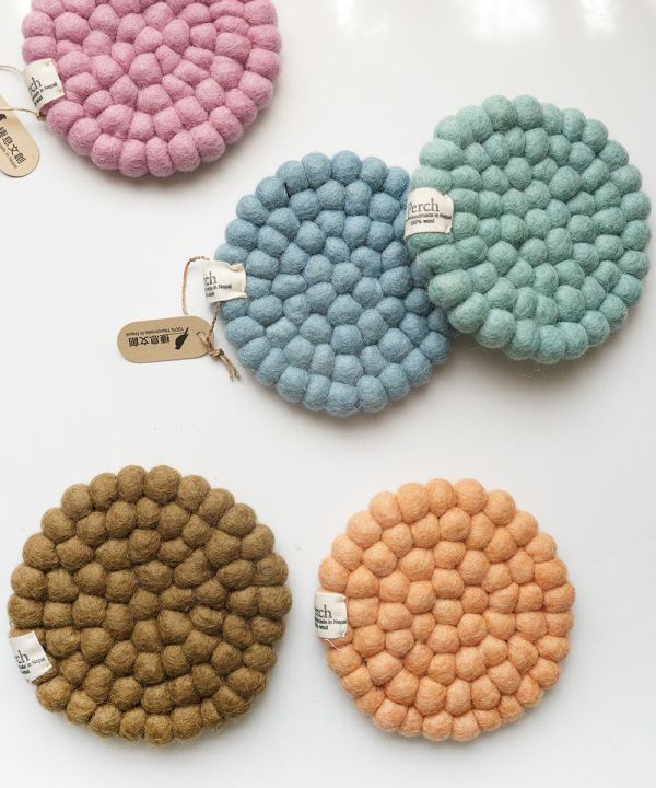 羊毛氈隔熱墊 |  馬卡龍素色杯墊(五件組) 羊毛氈, 手工羊毛氈, 羊毛氈製品, 紐西蘭羊毛,公平貿易,手作,禮物,馬卡龍