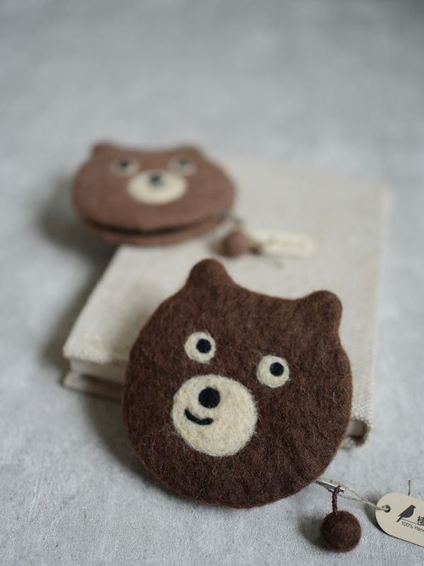 羊毛氈收納包 | 熊熊 零錢包, 羊毛氈收納, 手工羊毛氈, 羊毛氈製品, 紐西蘭羊毛,公平貿易商品,手作,禮物