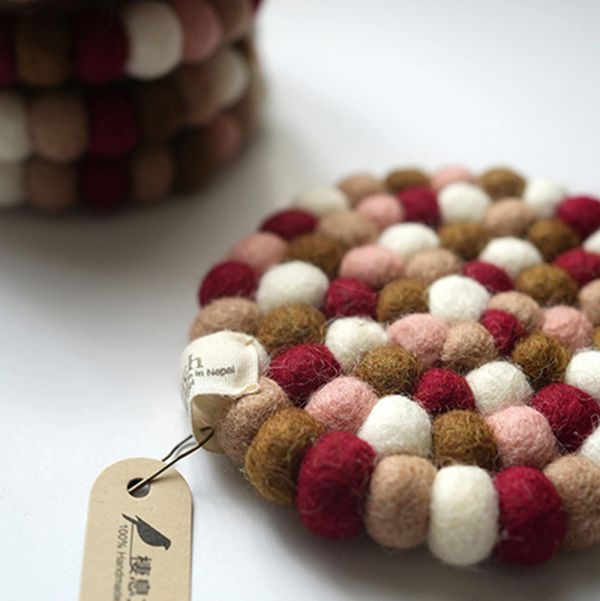 羊毛氈隔熱墊 | 經典圓球 羊毛氈, 手工羊毛氈, 羊毛氈製品, 紐西蘭羊毛,公平貿易商品,手作,禮物