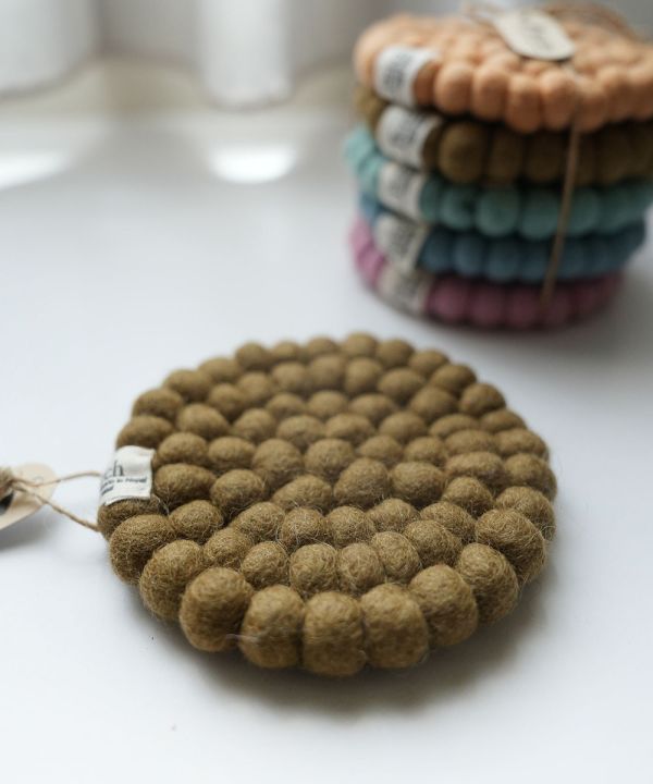 羊毛氈隔熱墊 |  馬卡龍素色杯墊(五件組) 羊毛氈, 手工羊毛氈, 羊毛氈製品, 紐西蘭羊毛,公平貿易,手作,禮物,馬卡龍