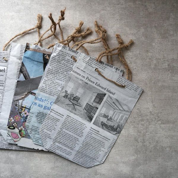 手工再生報紙提袋 (S / M / L) 樹皮纖維筆記本, 環保筆記本, 永續造紙, 不砍伐森林, 手工筆記本, 自然纖維, 環保文具,地球,環保,永續