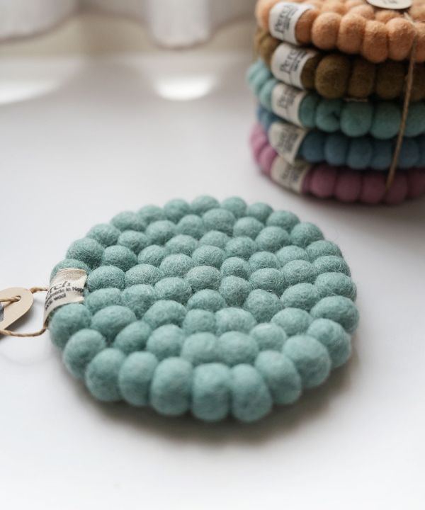 羊毛氈隔熱墊 |  馬卡龍素色杯墊(五件組) 羊毛氈, 手工羊毛氈, 羊毛氈製品, 紐西蘭羊毛,公平貿易,手作,禮物,馬卡龍