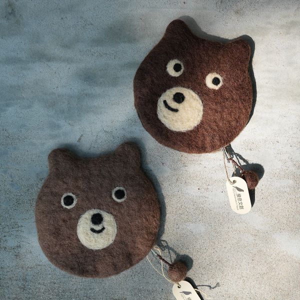 羊毛氈收納包 | 熊熊 零錢包, 羊毛氈收納, 手工羊毛氈, 羊毛氈製品, 紐西蘭羊毛,公平貿易商品,手作,禮物