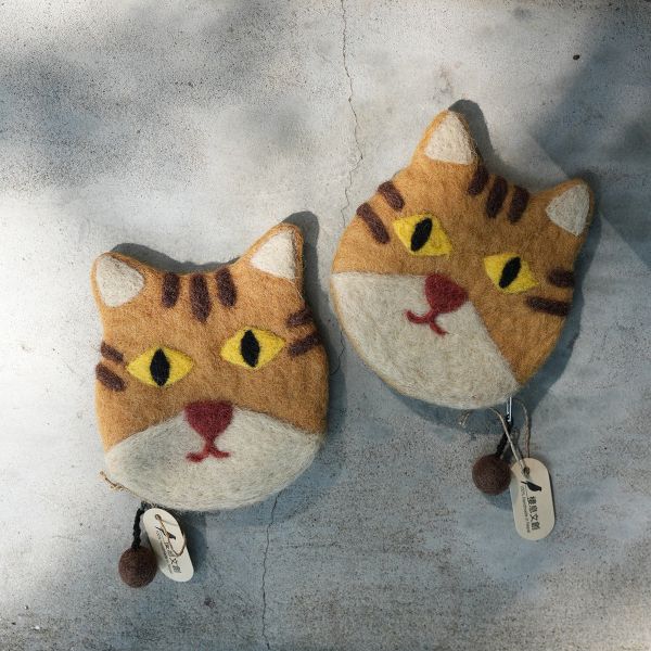 羊毛氈收納包 | 橘貓 零錢包, 羊毛氈收納, 手工羊毛氈, 羊毛氈製品, 紐西蘭羊毛,公平貿易商品,手作,禮物