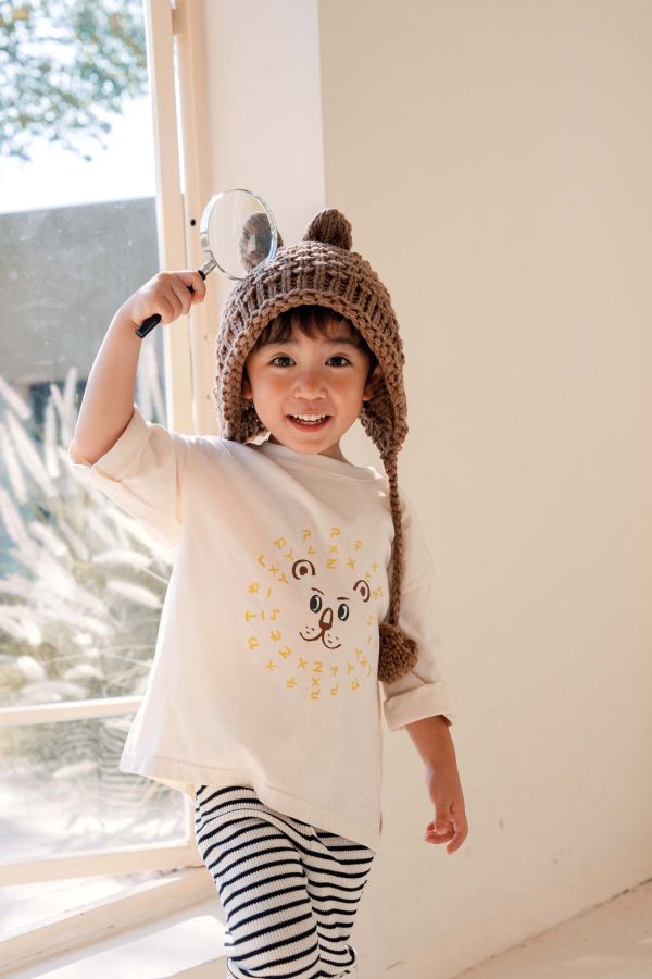 TALKOO 動物探險衣(三款) TALKOO, 動物探險衣, 兒童長袖T恤, 台灣製童裝, 純棉上衣, 親子裝, 傾聽兔, 勇氣獅, 學習鴞, 注音貼紙衣, 語言創作衣, 3-8歲童裝, 秋冬童裝, 親膚長袖, 可愛動物圖案衣, 親子禮物