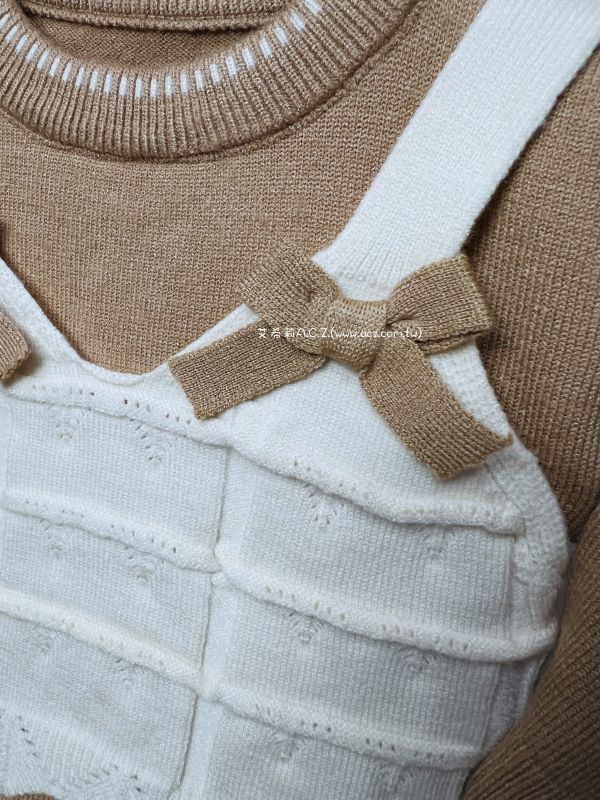 假兩件蝴蝶結針織套裝 艾希莉ACZ,童裝,acz,艾希莉