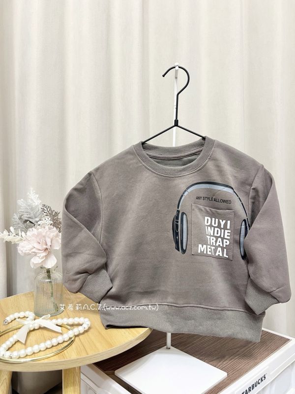 耳機印刷長袖上衣 艾希莉ACZ,童裝,acz,艾希莉