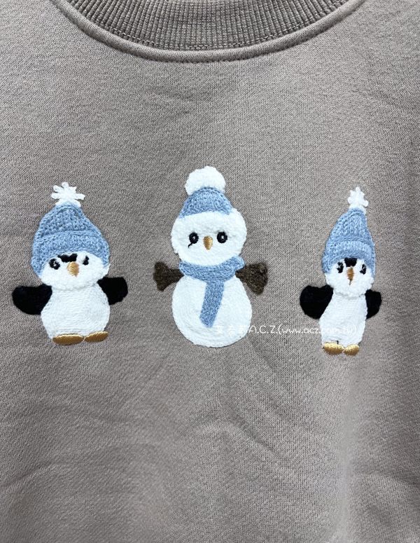 可愛雪人企鵝刺繡上衣 艾希莉ACZ,童裝,acz,艾希莉