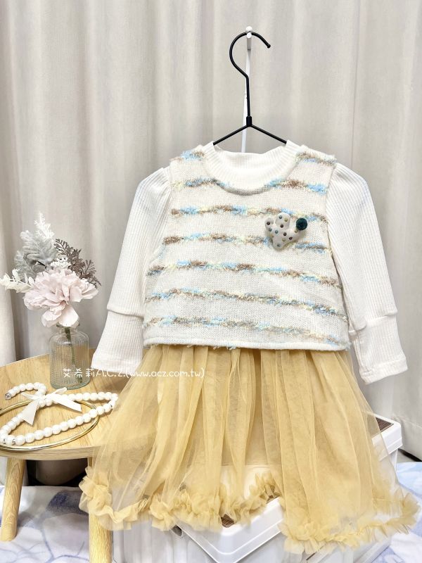 兩件式背心長袖內搭紗裙 艾希莉ACZ,童裝,acz,艾希莉