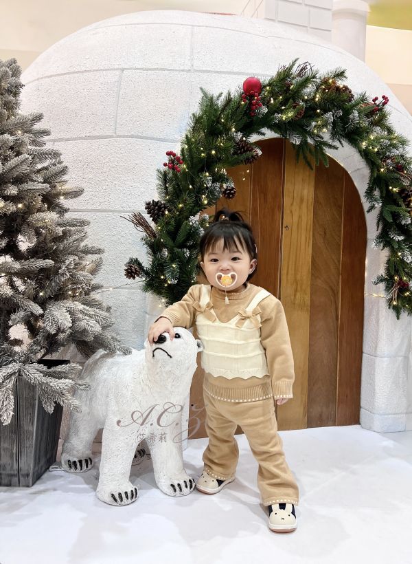 假兩件蝴蝶結針織套裝 艾希莉ACZ,童裝,acz,艾希莉