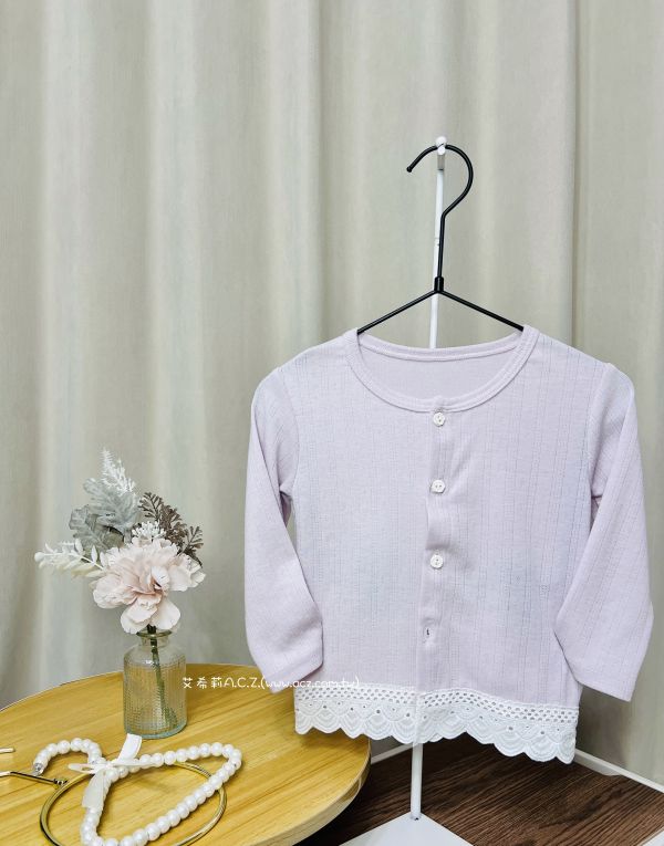 細針織花邊長袖外套 艾希莉ACZ,童裝,acz,艾希莉