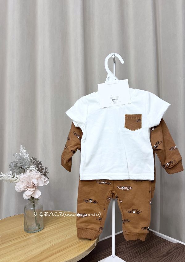 咖色車車寶寶四件組 艾希莉ACZ,童裝,acz,艾希莉