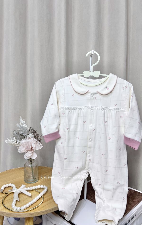 格子櫻桃長袖包屁褲裝 艾希莉ACZ,童裝,acz,艾希莉