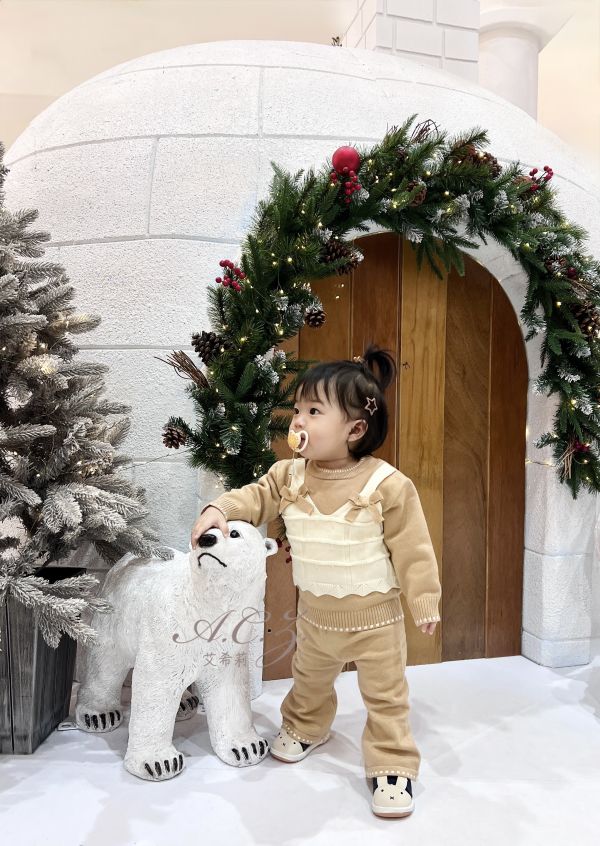 假兩件蝴蝶結針織套裝 艾希莉ACZ,童裝,acz,艾希莉