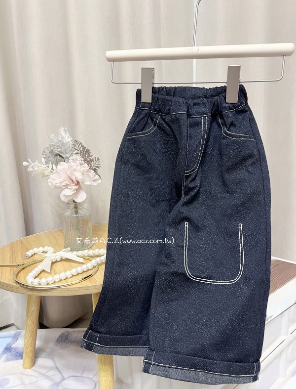 直筒九分牛仔寬褲 艾希莉ACZ,童裝,acz,艾希莉