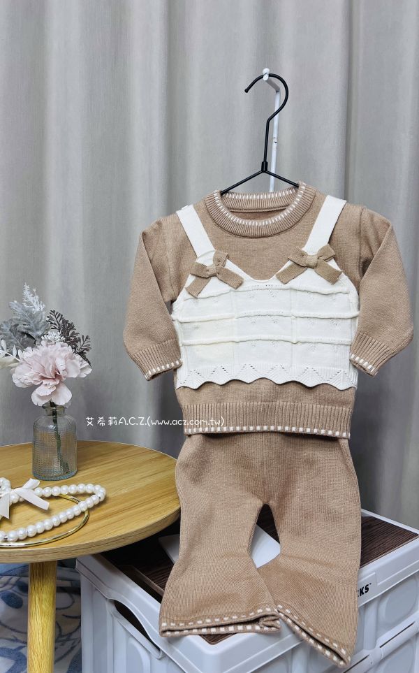 假兩件蝴蝶結針織套裝 艾希莉ACZ,童裝,acz,艾希莉
