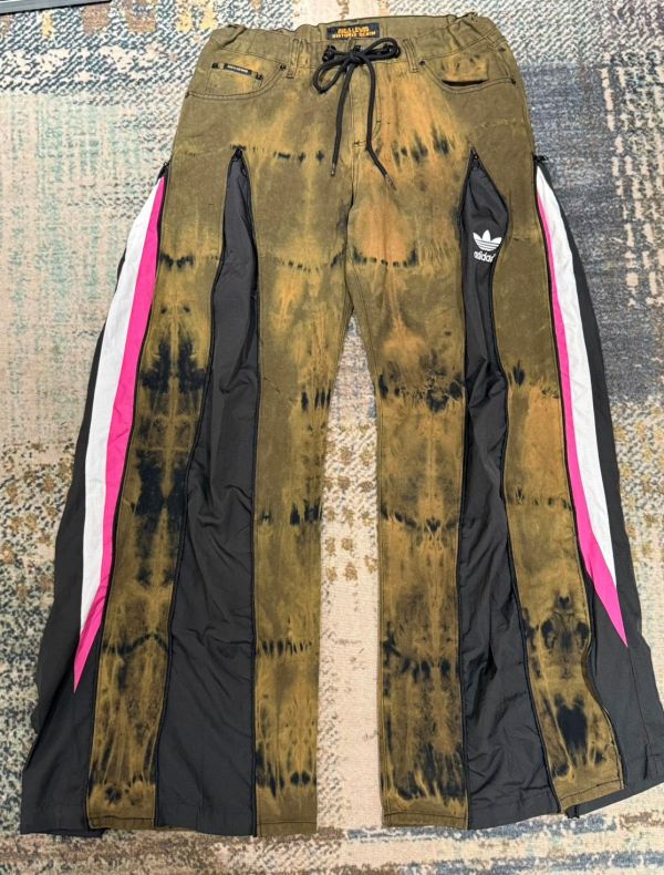 Remake 美式渲染拉鍊拼接褲 