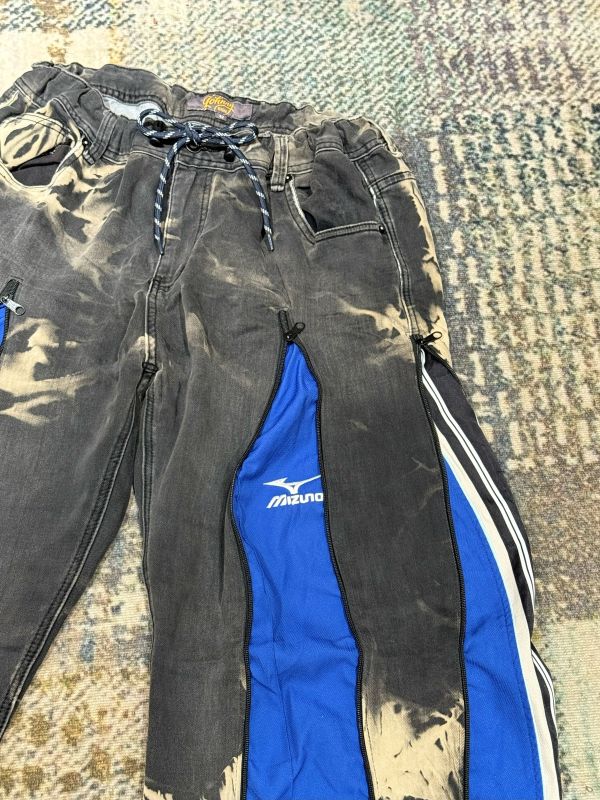 Remake 美式渲染拉鍊拼接褲 