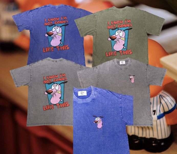 童年卡通系列 膽小狗 水洗T-shirts 