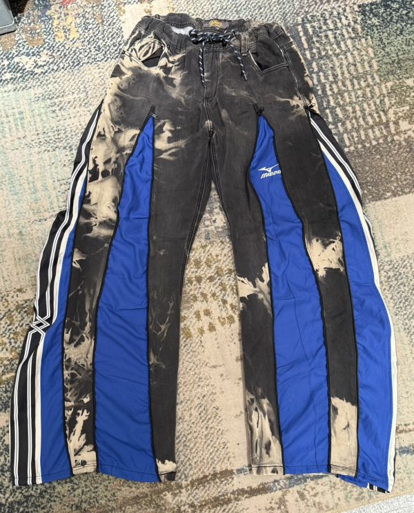 Remake 美式渲染拉鍊拼接褲 