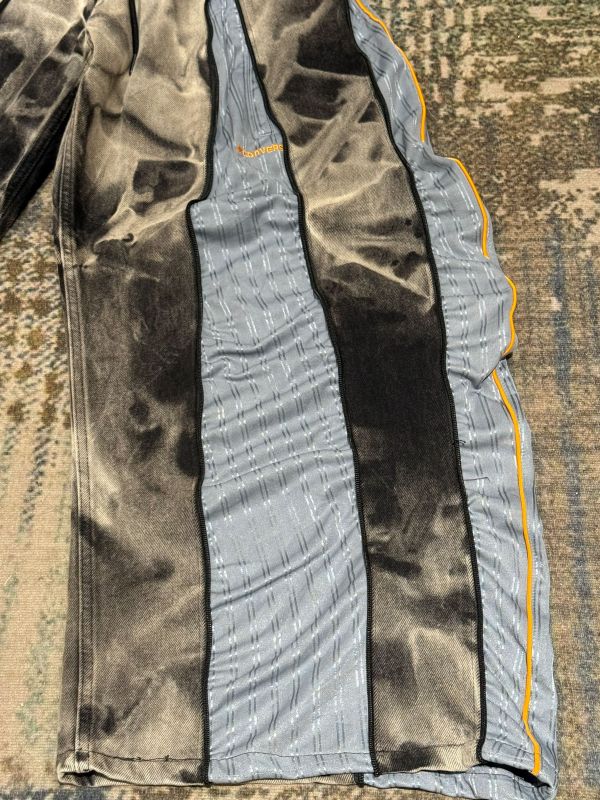 Remake 美式渲染拉鍊拼接褲 