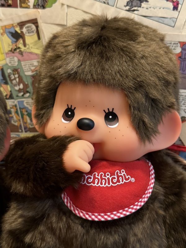 Monchhichi モンチッチ 棕色 圍兜兜 45cm 