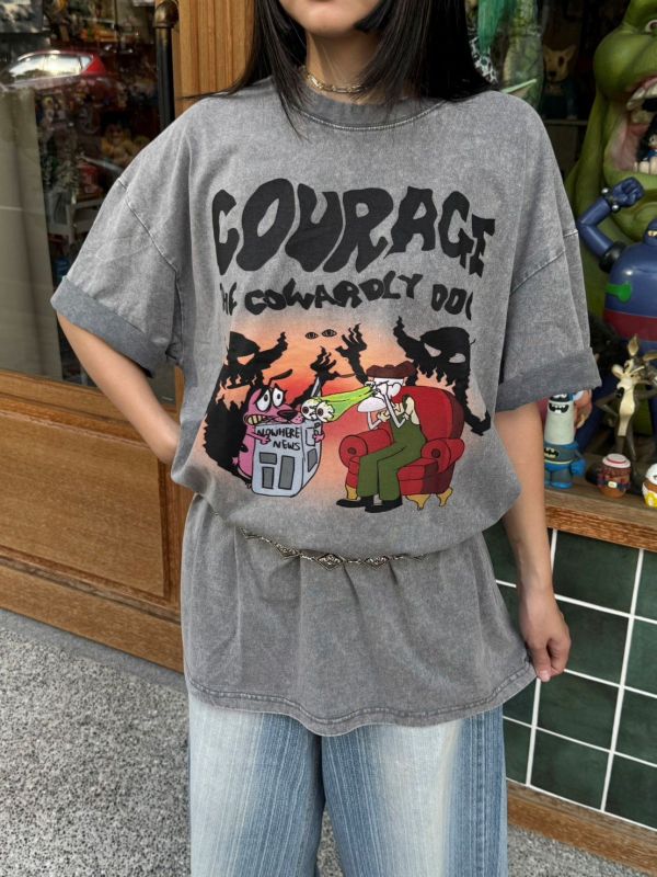 童年卡通系列 膽小狗英雄驚嚇款水洗T-shirts 