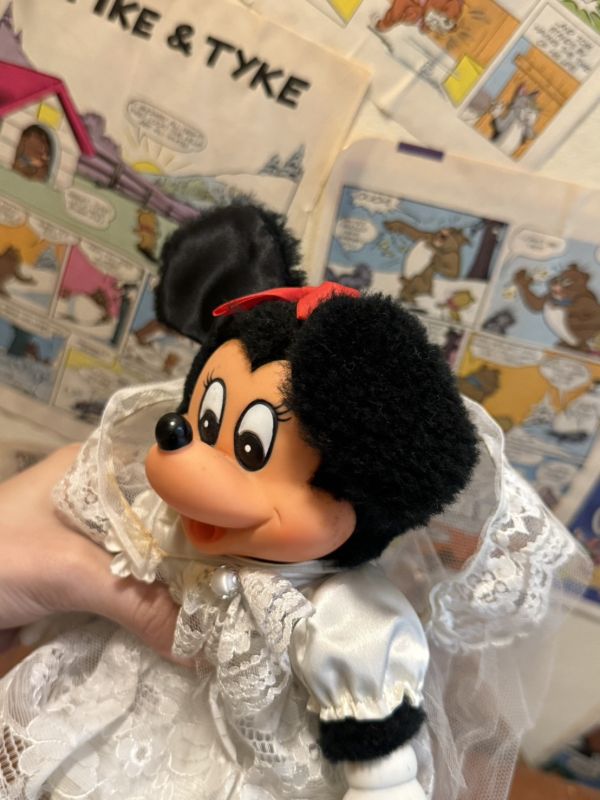 復古 米妮老鼠婚紗絨毛玩具 