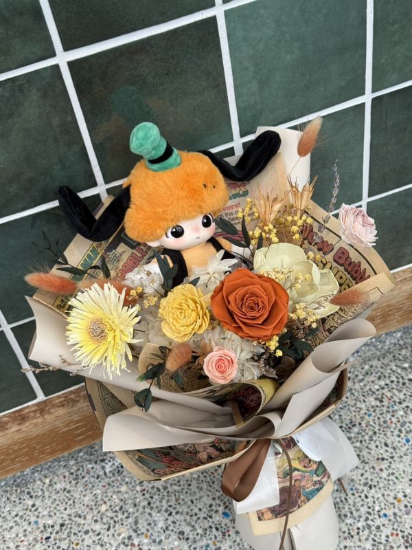 Booming美式漫畫永生花束+玩偶 