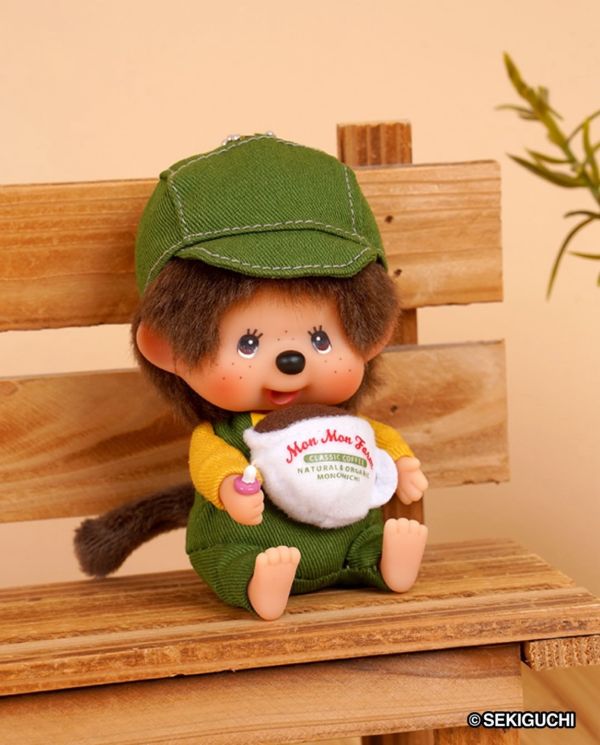 正版 Monchhichi Mon Mon Farm 咖啡系列夢奇奇 吊飾鑰匙圈 