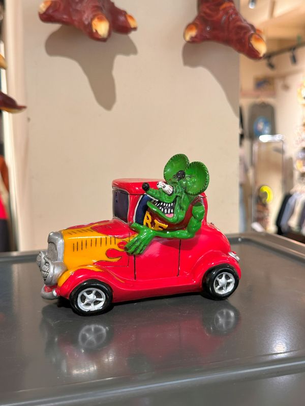 2005年 Rat fink 芬克鼠 火焰紋 樹酯汽車煙灰缸 