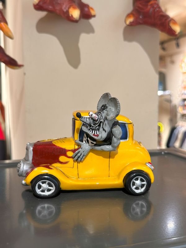 2005年 Rat fink 芬克鼠 火焰紋 樹酯汽車煙灰缸 