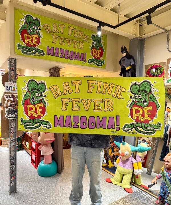 絕版 超大 Rat Fink MAZOOMA 乙烯基橫幅 68*170cm 