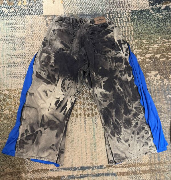 Remake 美式渲染拉鍊拼接褲 