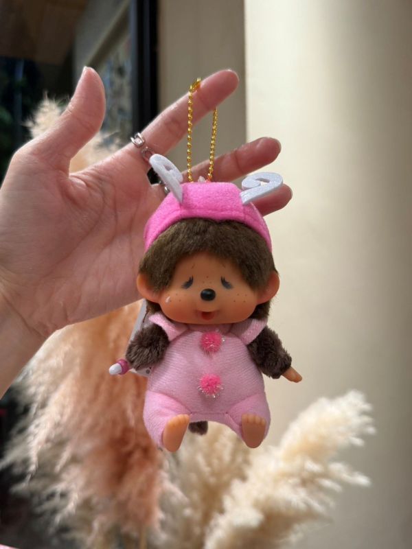 日本 正版 Monchhichi 夢奇奇蝴蝶 吊飾鑰匙圈 