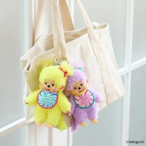 日本 正版 Sweet Lollipop Monchhichi 甜蜜棒棒糖夢奇奇 吊飾鑰匙圈 