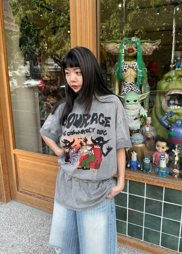 童年卡通系列 膽小狗英雄驚嚇款水洗T-shirts 