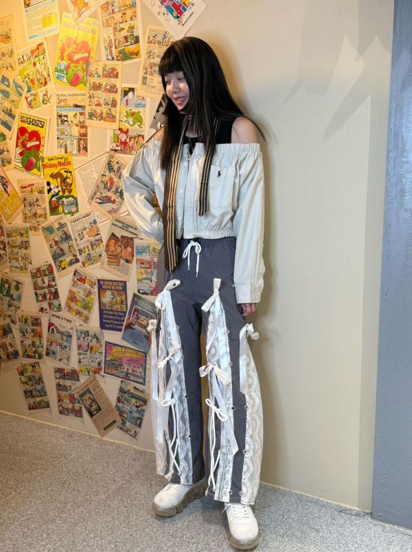Remake 美式蕾絲工裝褲 